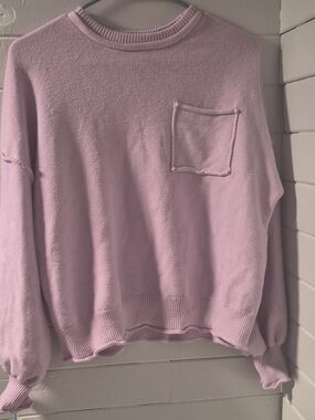 Lavender Crewneck Pocket Sweater - Women's